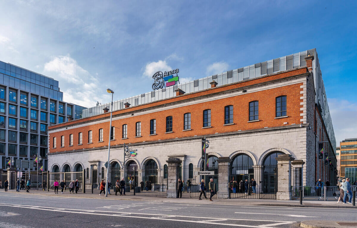 external shot of 3the 3 Arena, Live Music Venue, Docklands, Dublin City.