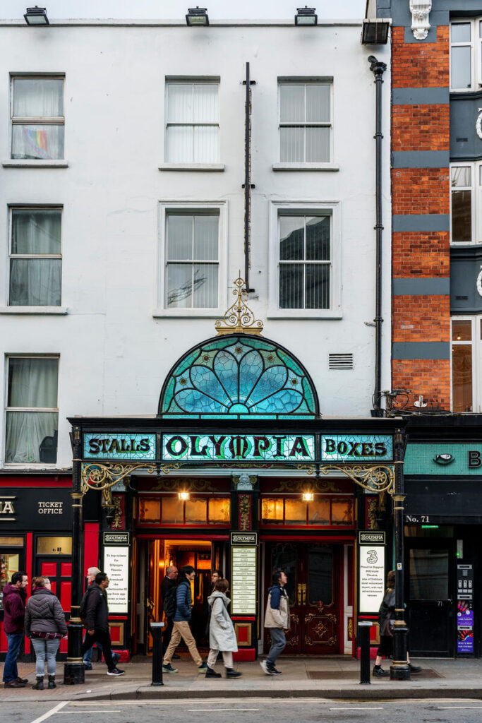 picture from the outside of the Olympia Theatre, Dame St, Temple Bar, Dublin City