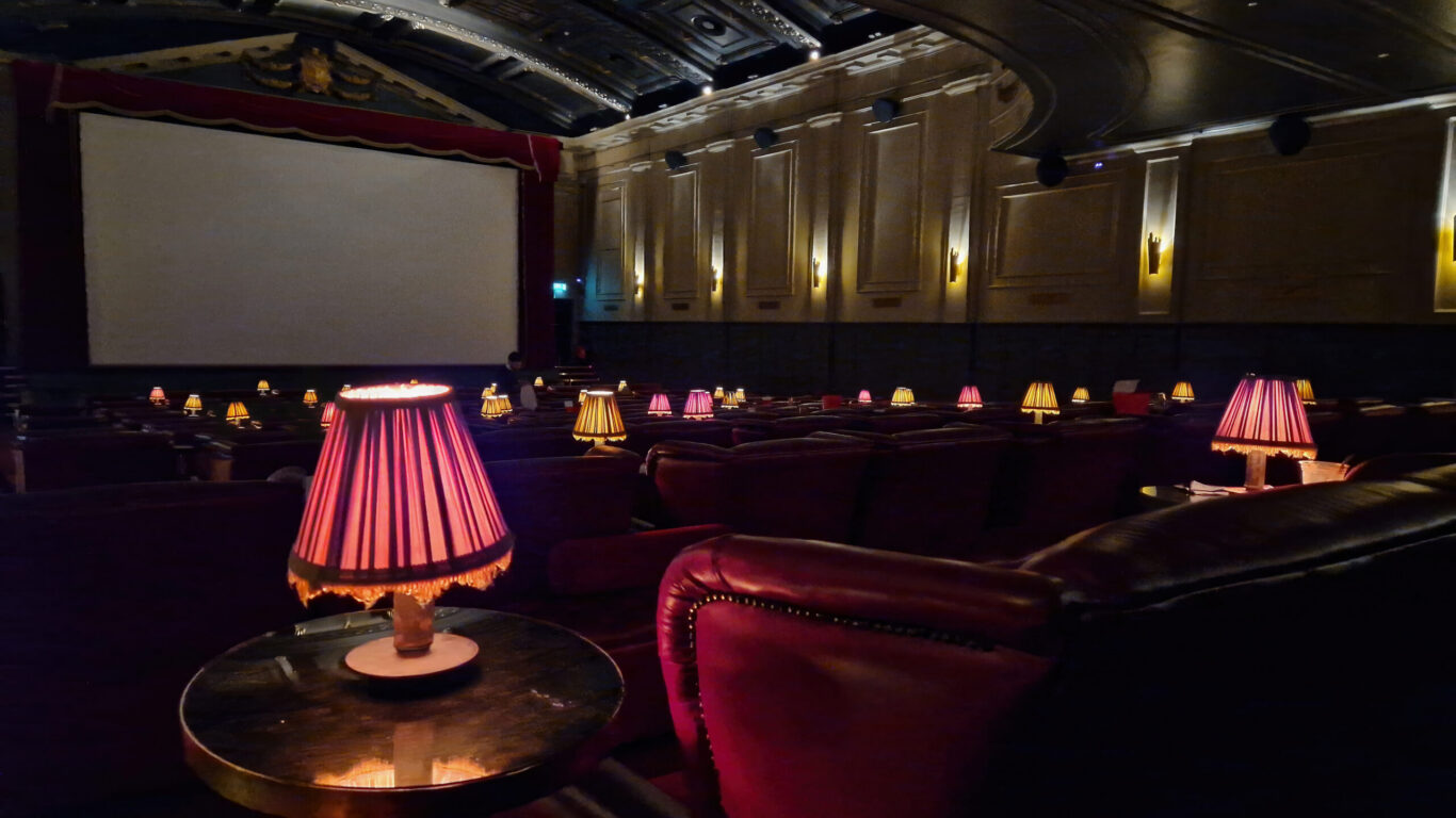 Luxury cinema interior with seating and lamps at Stella Cinema Dublin