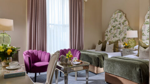 Spacious superior double and single room at Ariel House Dublin with stylish d&eacute;cor and seating area in Ballsbridge